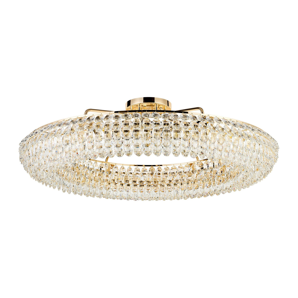 Coniston 6 Light Ring Crystal Semi-Flush Ceiling Light - French Gold