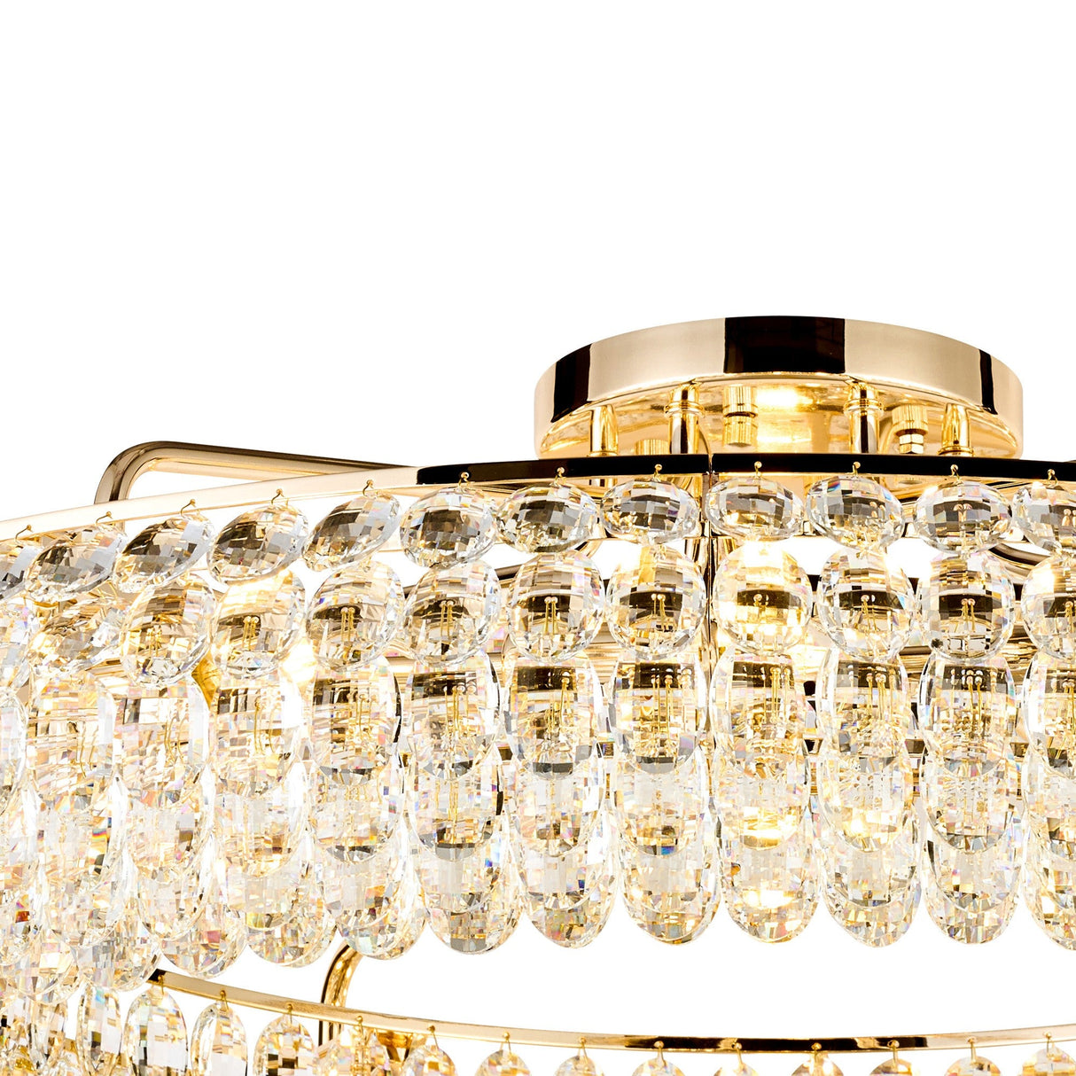Coniston 6 Light Ring Crystal Semi-Flush Ceiling Light - French Gold