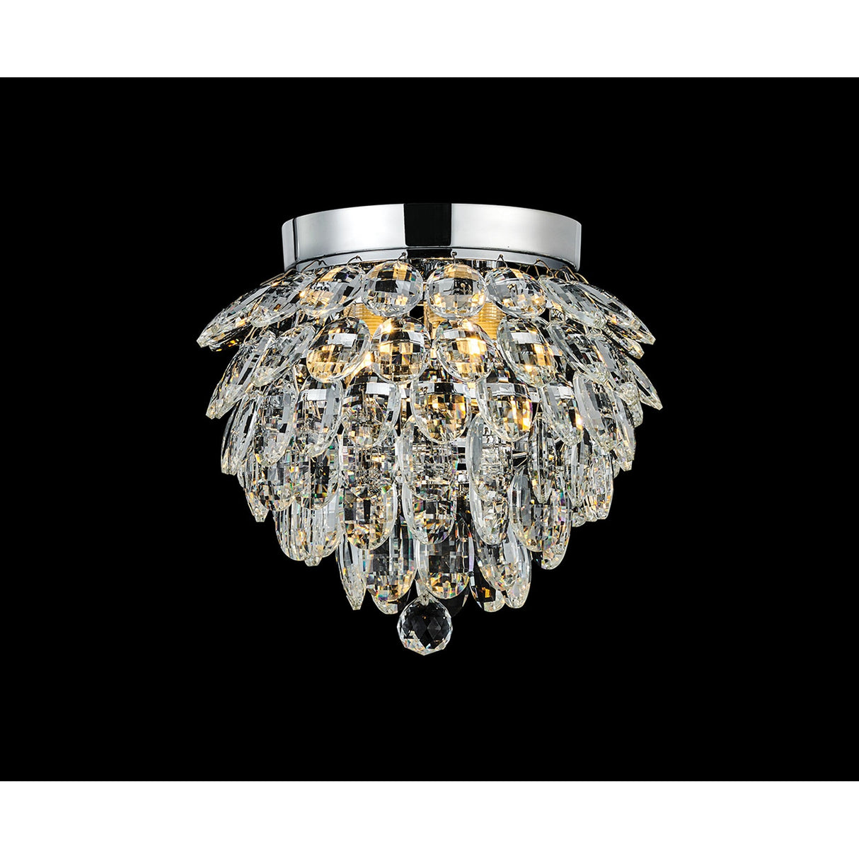 Coniston 3 Light Bathroom Crystal Flush Ceiling Light - Polished Chrome