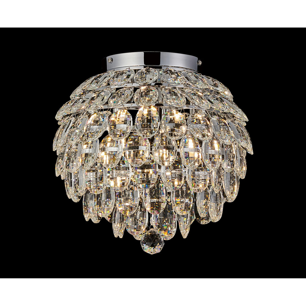 Coniston 5 Light Bathroom Crystal Flush Ceiling Light - Polished Chrome