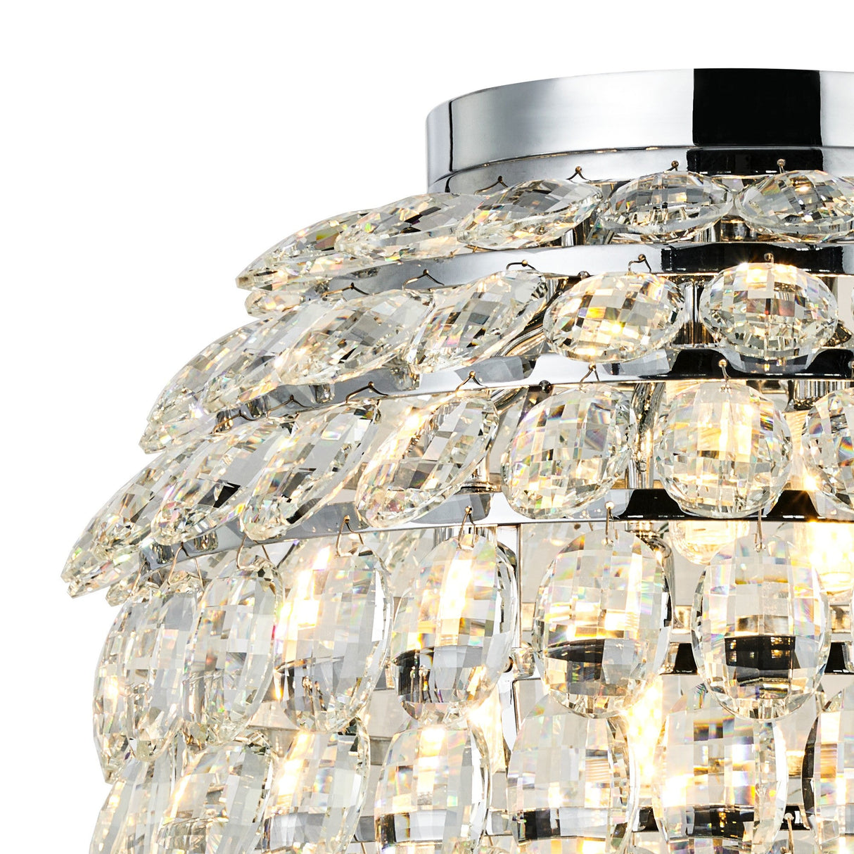 Coniston 8 Light Bathroom Crystal Flush Ceiling Light - Polished Chrome