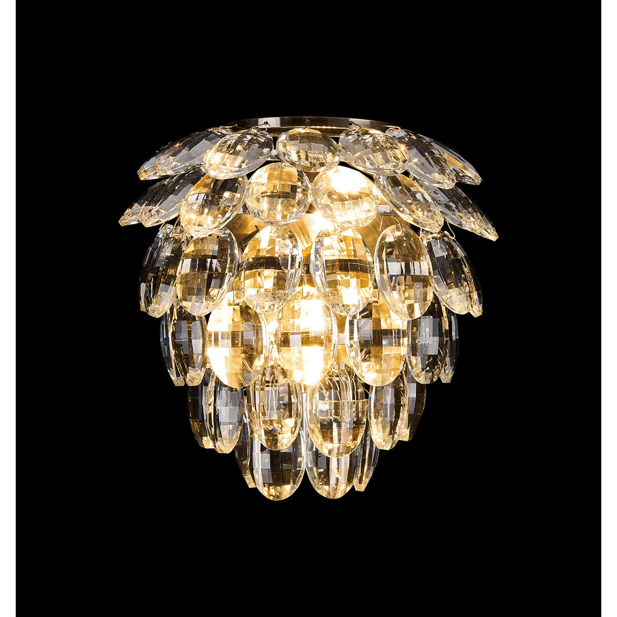 Coniston 2 Light Bathroom Crystal Wall Light - Brass