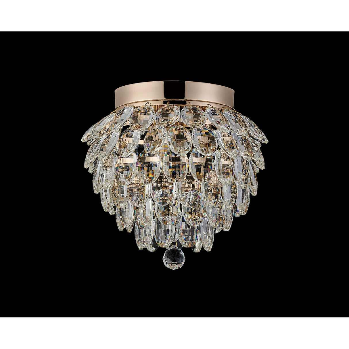 Coniston 3 Light Bathroom Crystal Flush Ceiling Light - French Gold