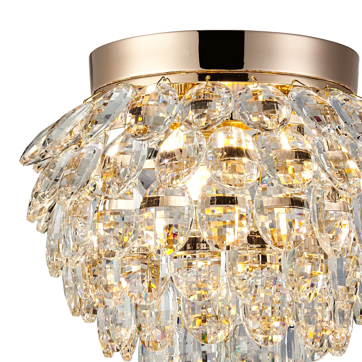 Coniston 3 Light Bathroom Crystal Flush Ceiling Light - French Gold