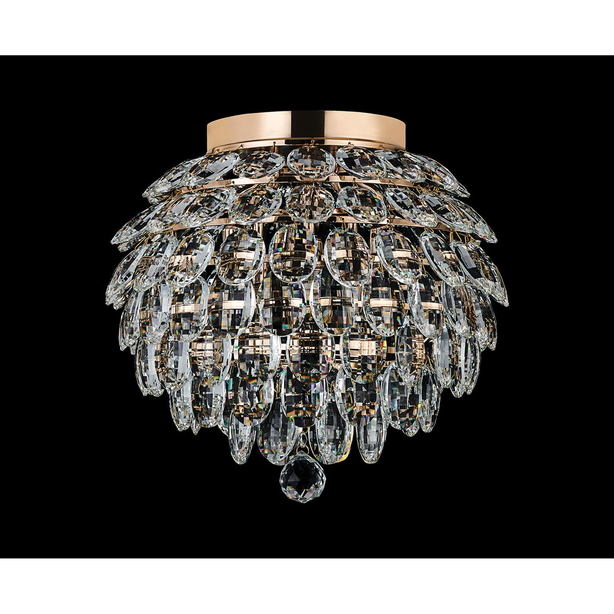 Coniston 5 Light Bathroom Crystal Flush Ceiling Light - French Gold
