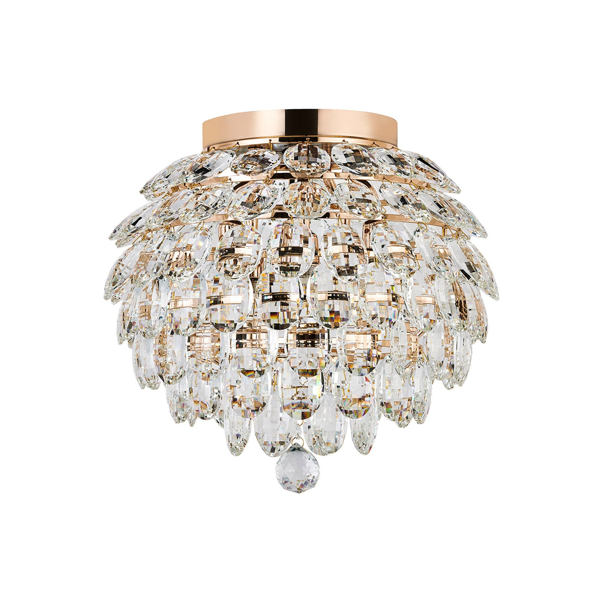 Coniston 5 Light Bathroom Crystal Flush Ceiling Light - French Gold