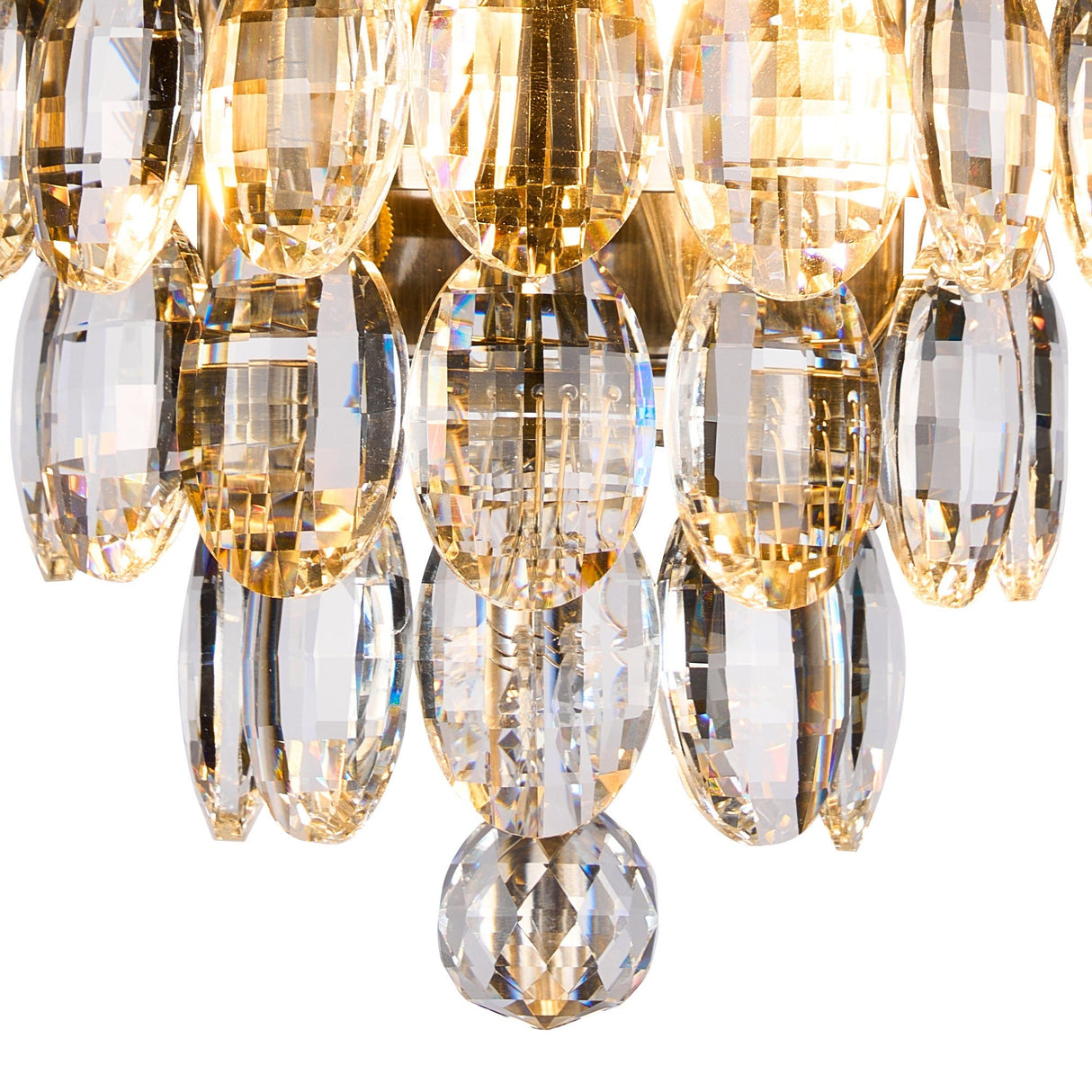 Coniston Tall 6 Light Bathroom Crystal Wall Light - Brass