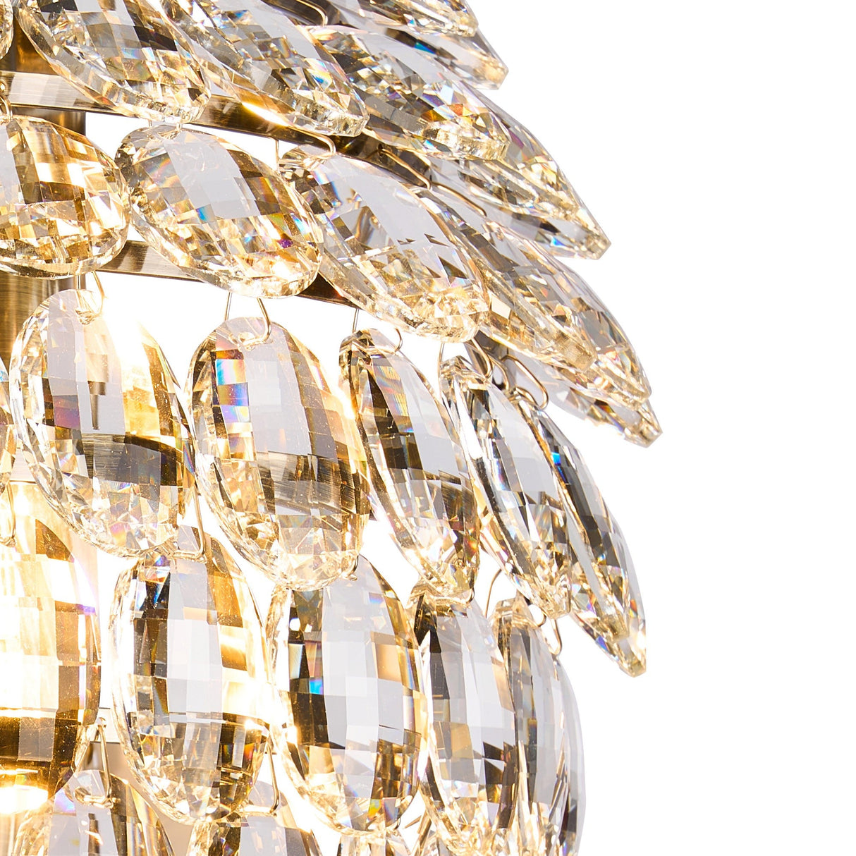 Coniston Tall 6 Light Bathroom Crystal Wall Light - Brass