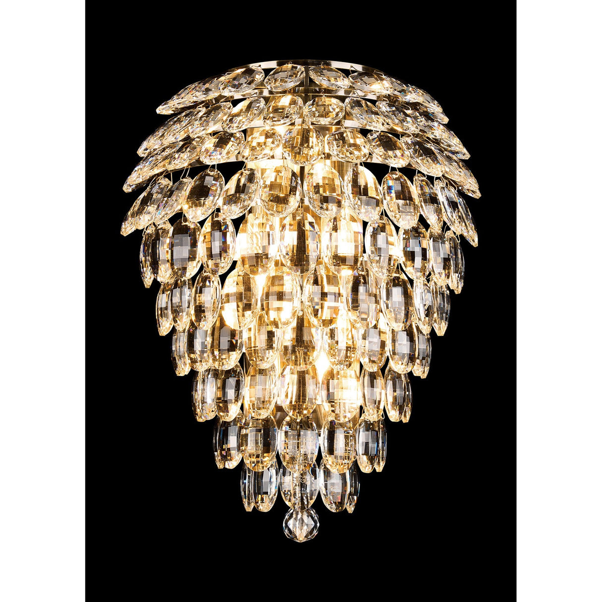 Coniston Tall 6 Light Bathroom Crystal Wall Light - Brass