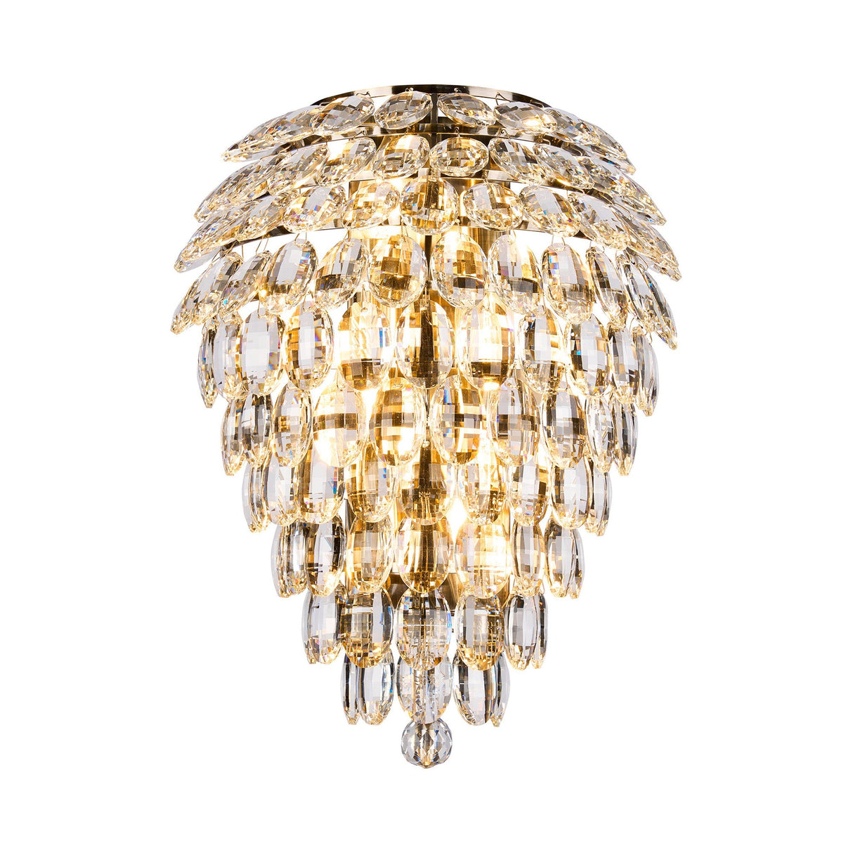 Coniston Tall 6 Light Bathroom Crystal Wall Light - Brass