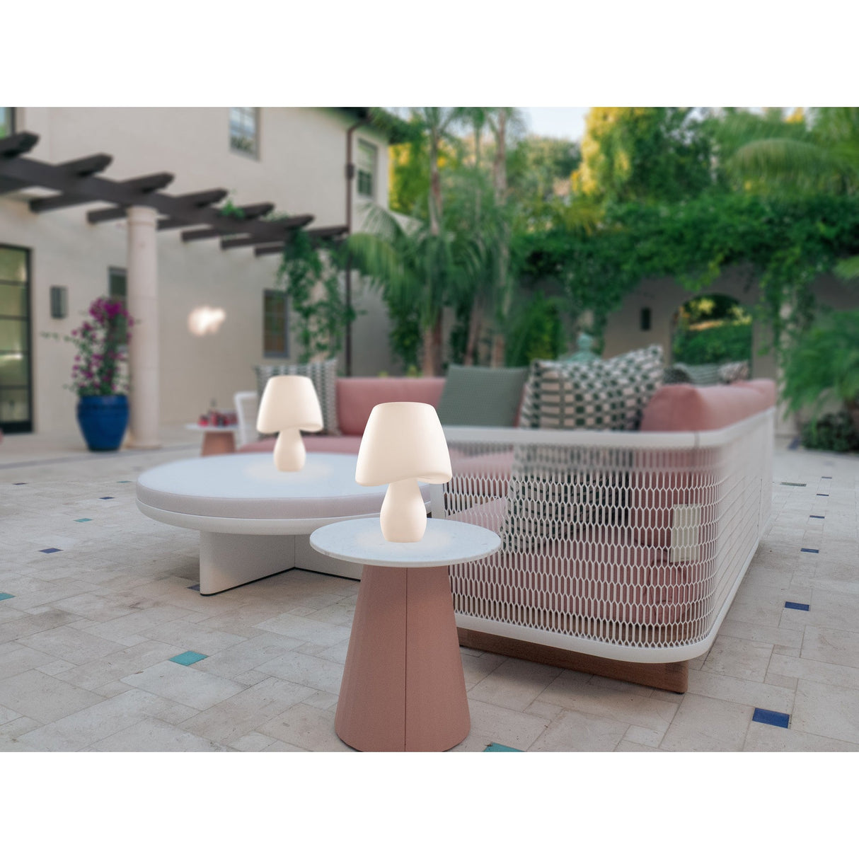 Cool 2 Light Outdoor Table Lamp - Opal White