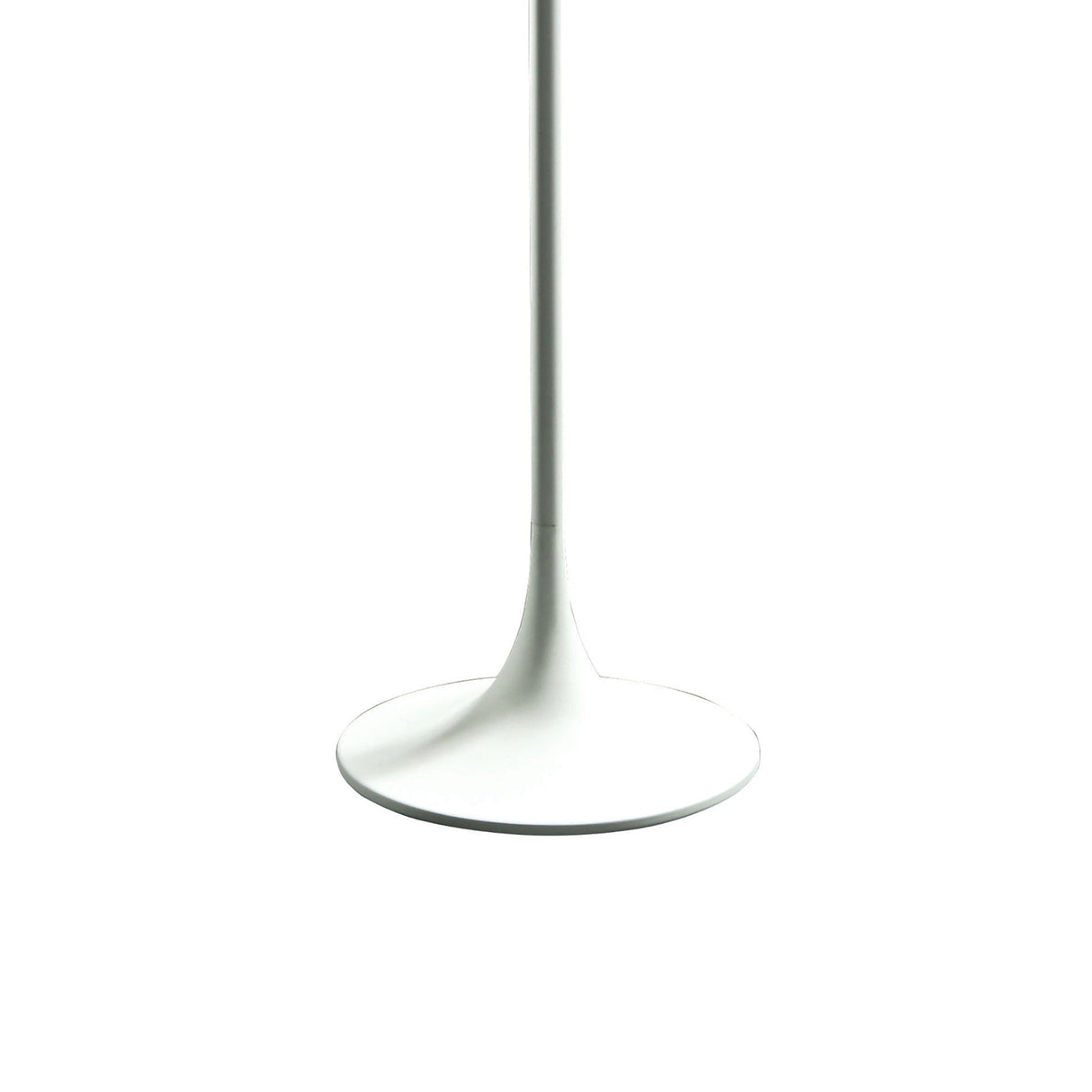 The Cool 2 Light Outdoor Floor Lamp in matt white and opal white features a minimal, modern design with a slender pole and wide, round base—perfect for illuminating your garden. Shown here against a plain white background.