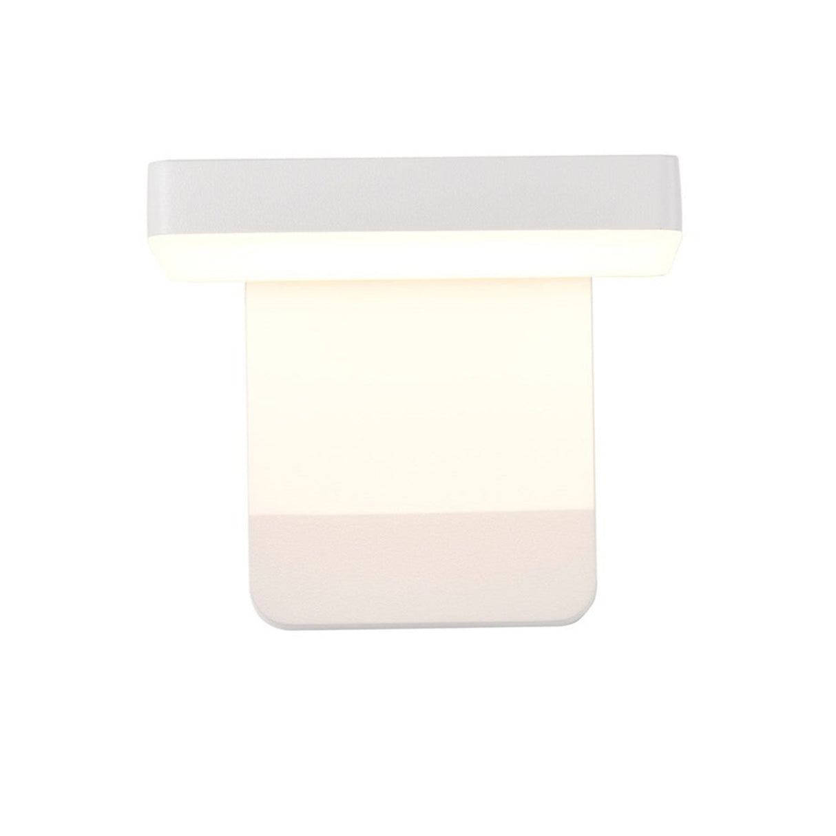 Mantra Cooper outdoor LED wall light in white powder-coated aluminium, with a rectangular top housing and square diffuser panel, 20W 3000K, IP54 rated.