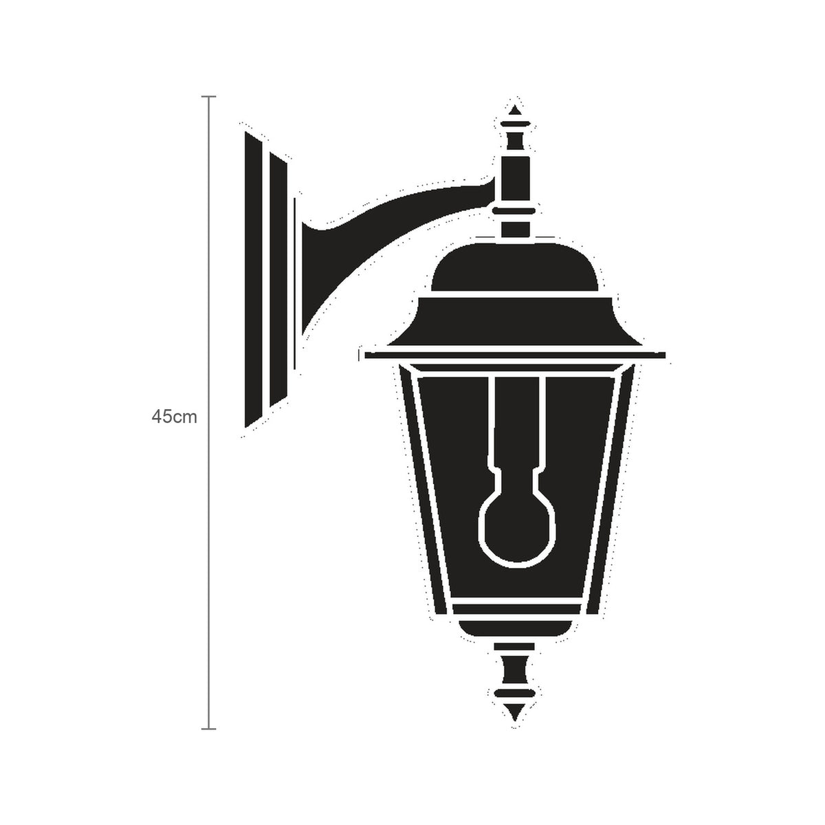 Coping cast aluminium outdoor hanging wall lantern in black, smooth-domed roof with glass panels and wall bracket, shown as a silhouette on a plain white background.