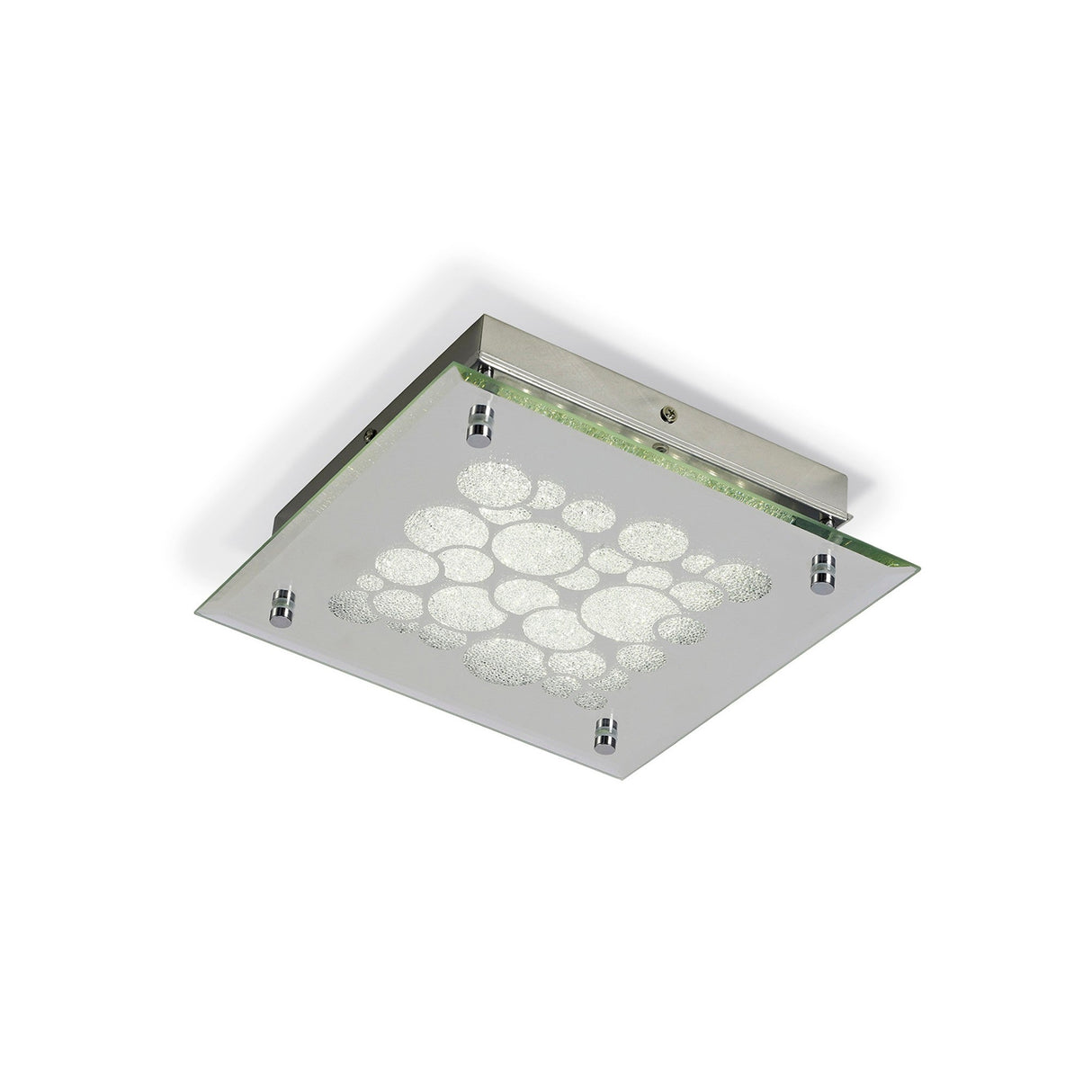 Coral Square LED Crystal Flush Ceiling Light 15.5W 4000K - Chrome