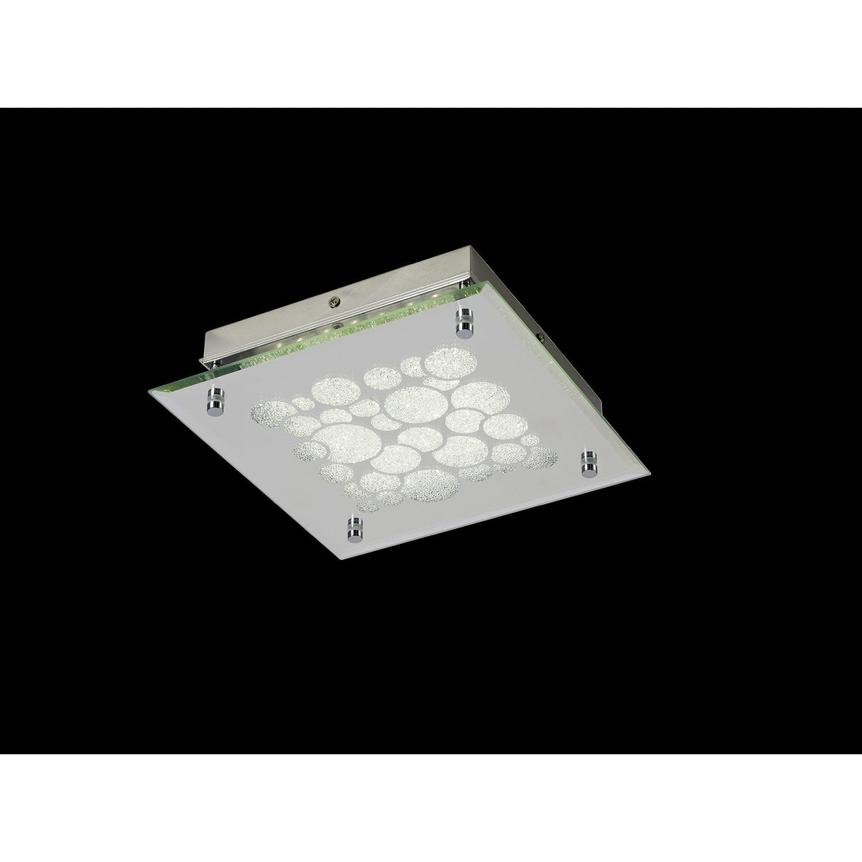 Coral Square LED Crystal Flush Ceiling Light 15.5W 4000K - Chrome
