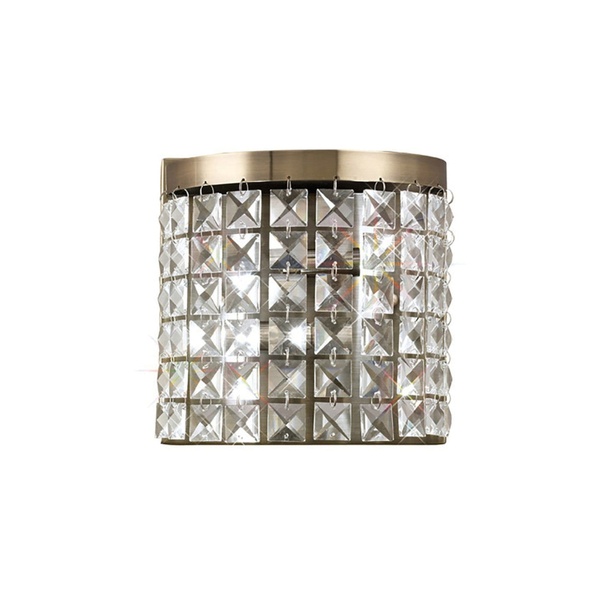 Cortina 2 Light Crystal Wall Light - Antique Brass