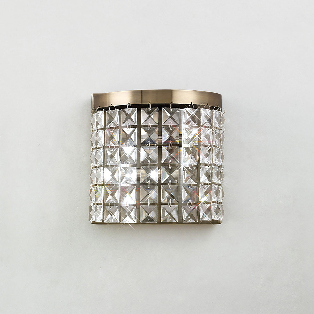 Cortina 2 Light Crystal Wall Light - Antique Brass