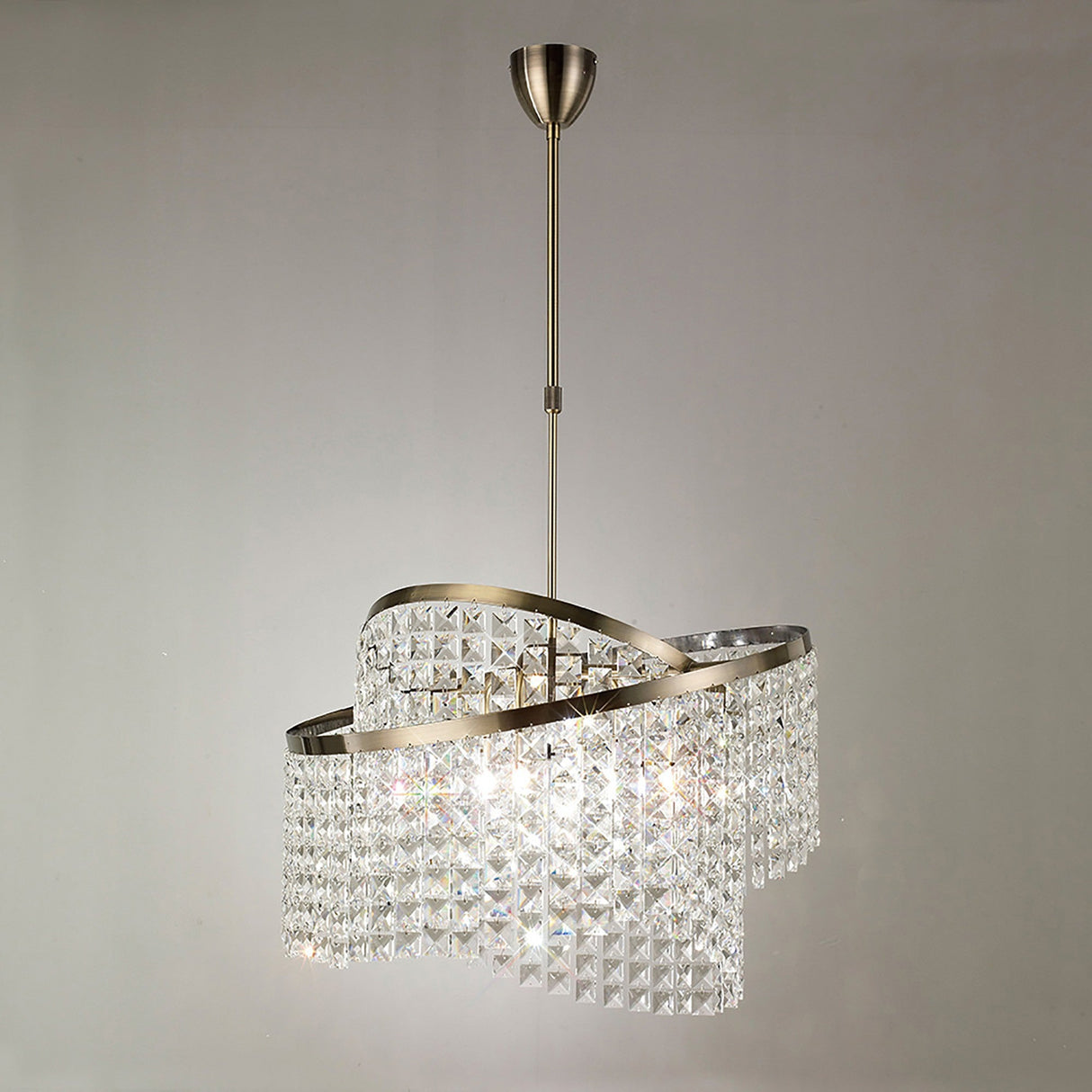 Cortina 58cm Telescopic 8 Light Crystal Chandelier - Antique Brass