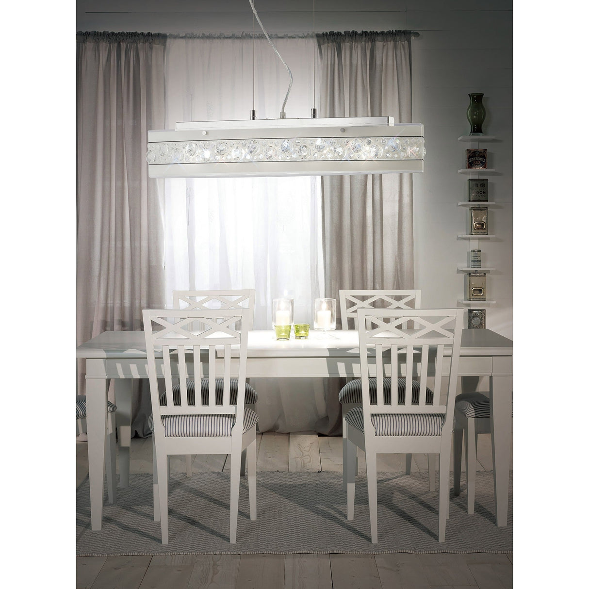 Cosmic 5 Light Glass/Crystal Linear Suspension Light - Chrome