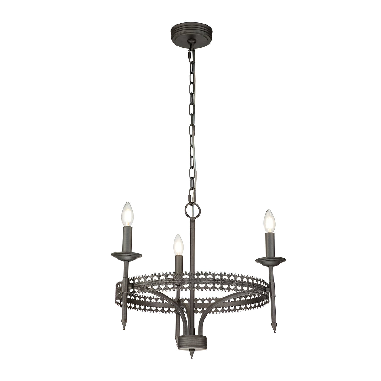 Crown 3 Light Chandelier - Iron Gate