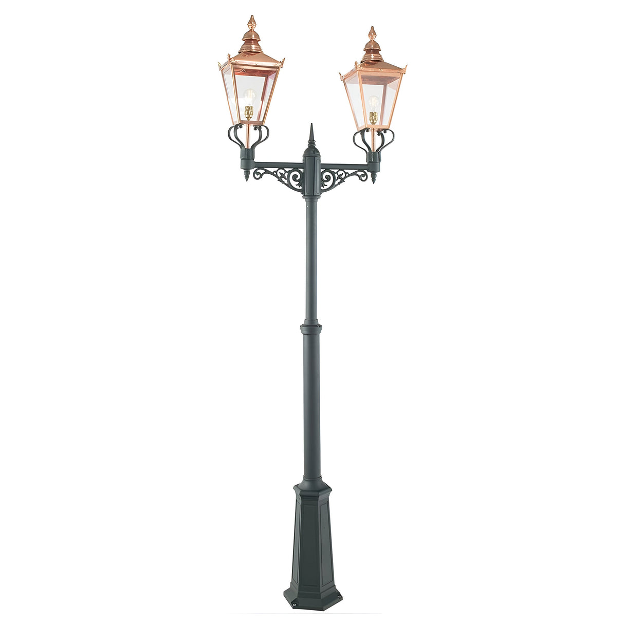 Chelsea Twin Head Lamp Post - Copper & Black
