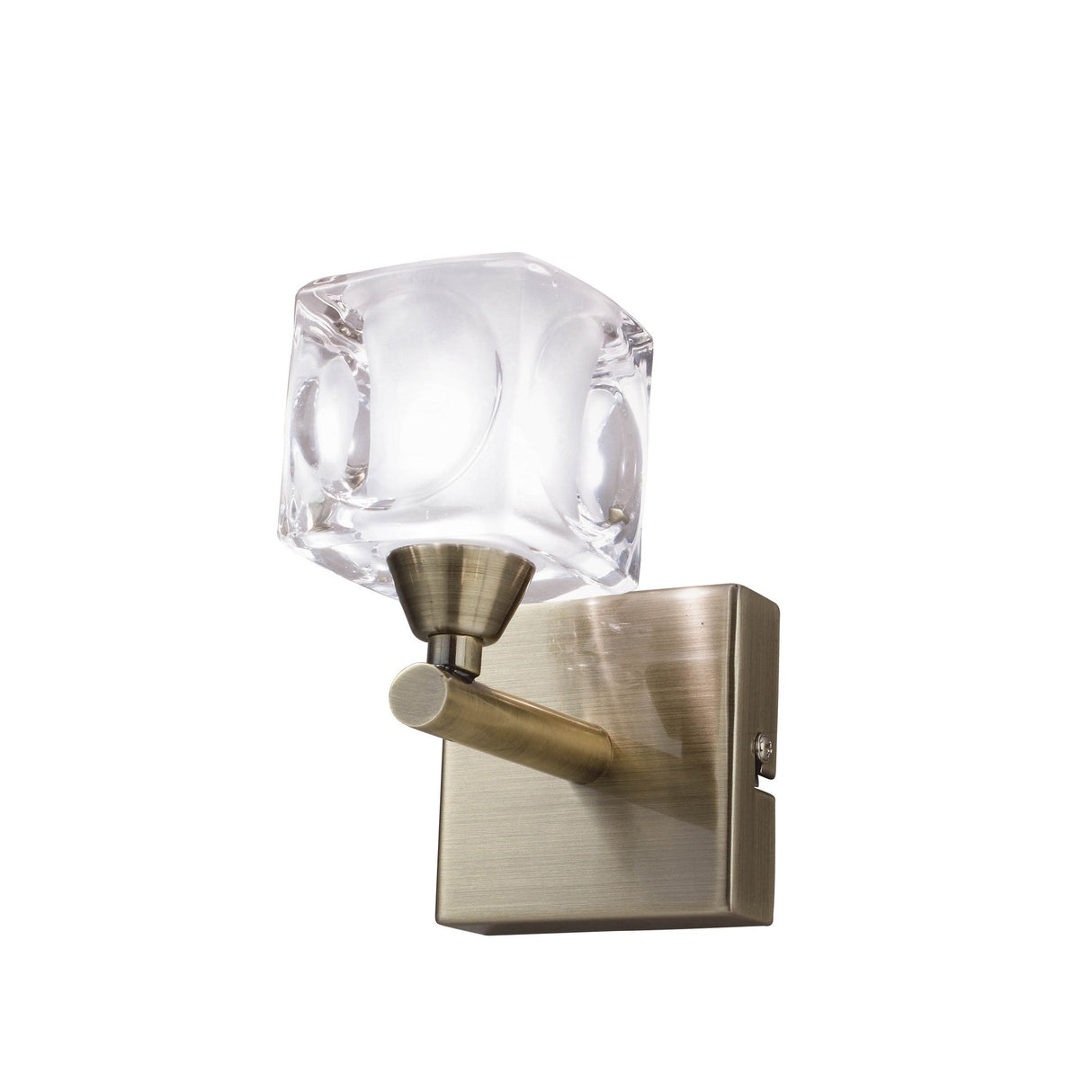 Cuadrax 1 Light Frosted Glass Wall Light - Antique Brass