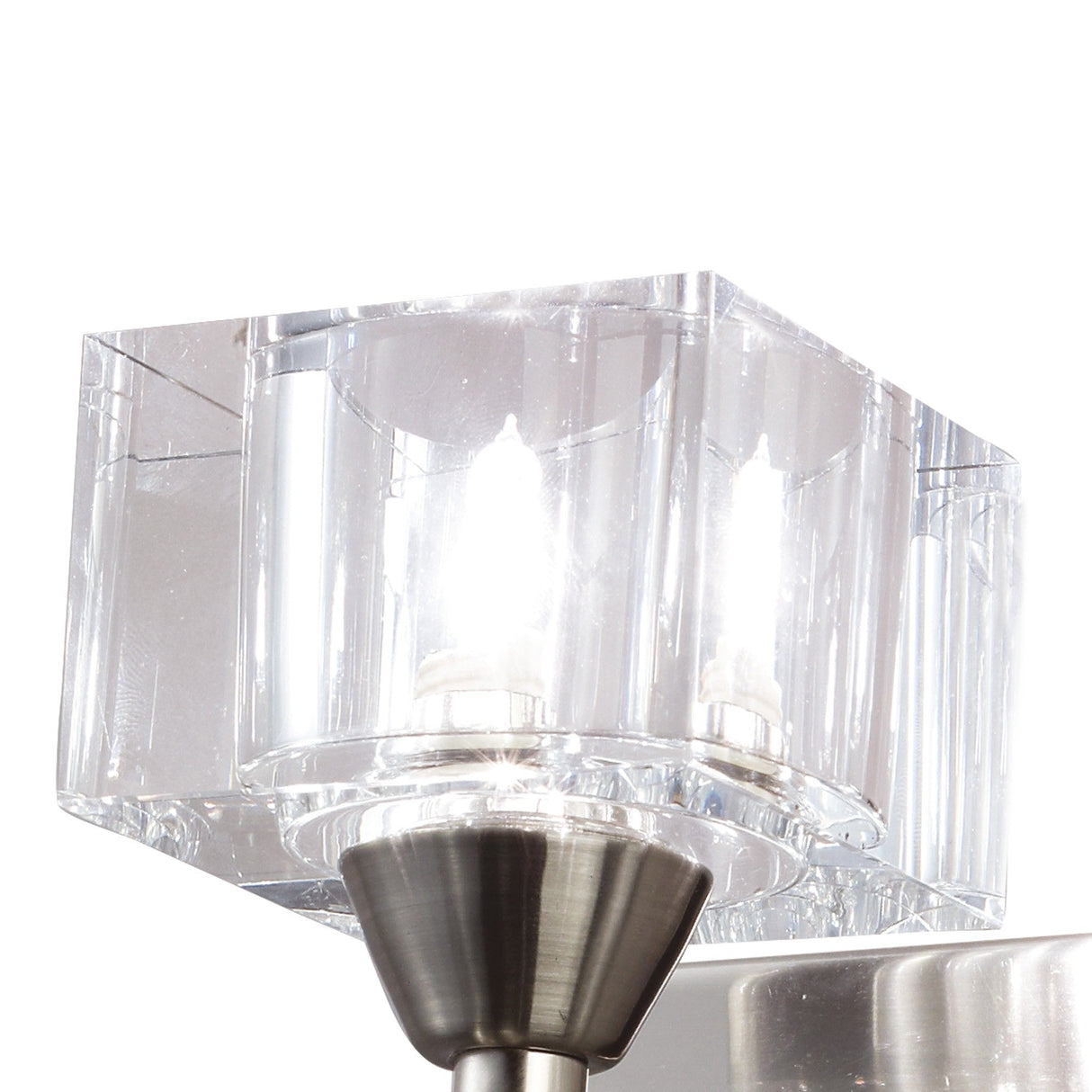 Cuadrax 1 Light Frosted Glass Wall Light - Satin Nickel