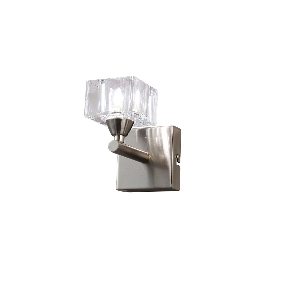 Cuadrax 1 Light Frosted Glass Wall Light - Satin Nickel
