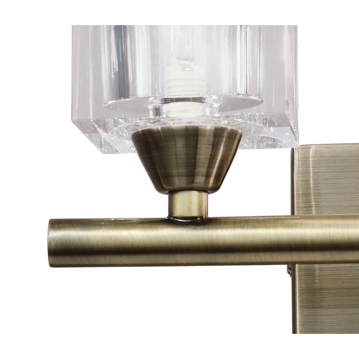 Cuadrax 2 Light Frosted Glass Wall Light - Antique Brass