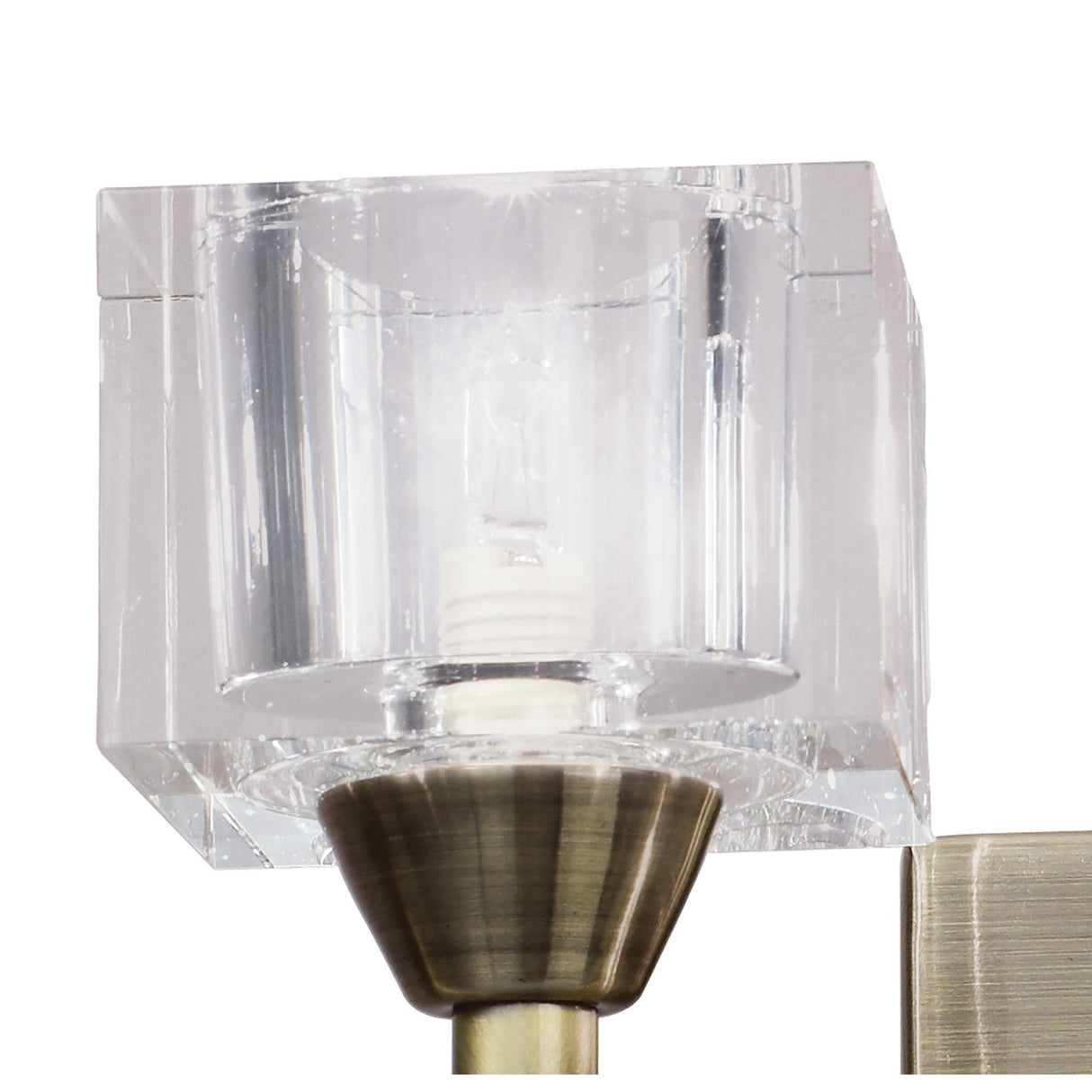 Cuadrax 2 Light Frosted Glass Wall Light - Antique Brass