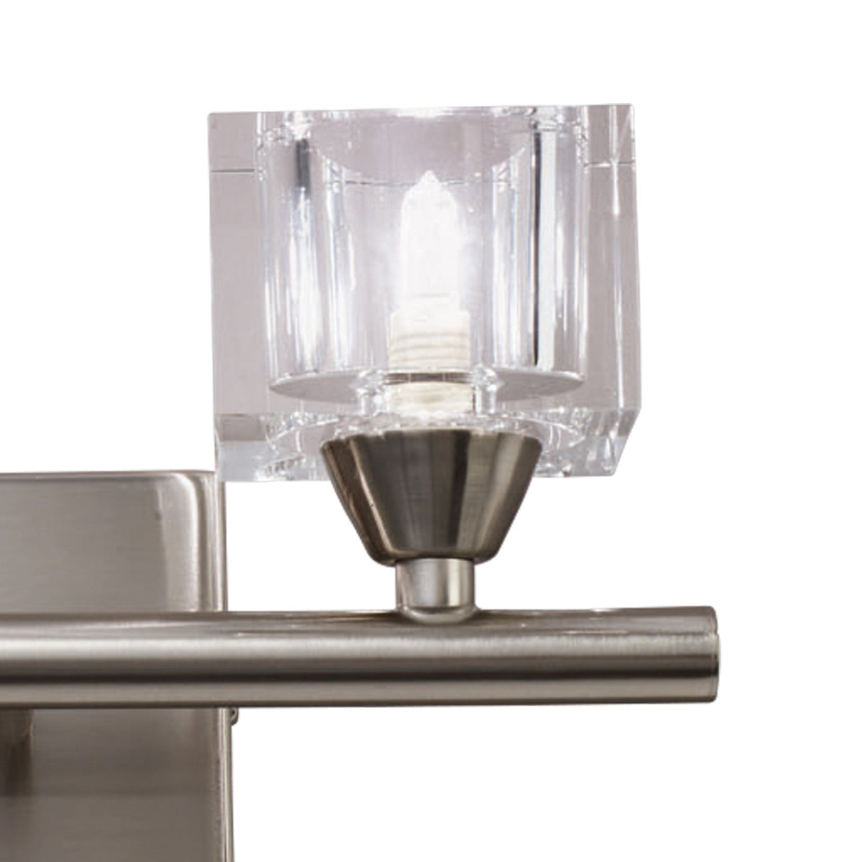 Cuadrax 2 Light Frosted Glass Wall Light - Satin Nickel