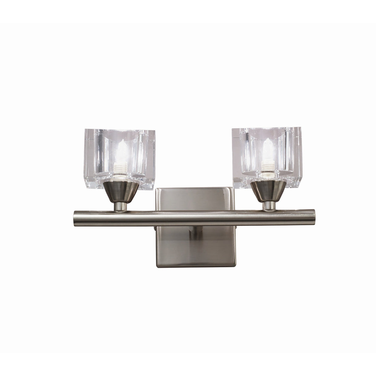 Cuadrax 2 Light Frosted Glass Wall Light - Satin Nickel