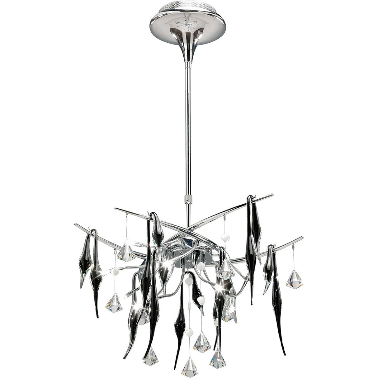 Cygnet 10 Light Crystal & Glass Semi-Flush Ceiling Light – Polished Chrome & Black
