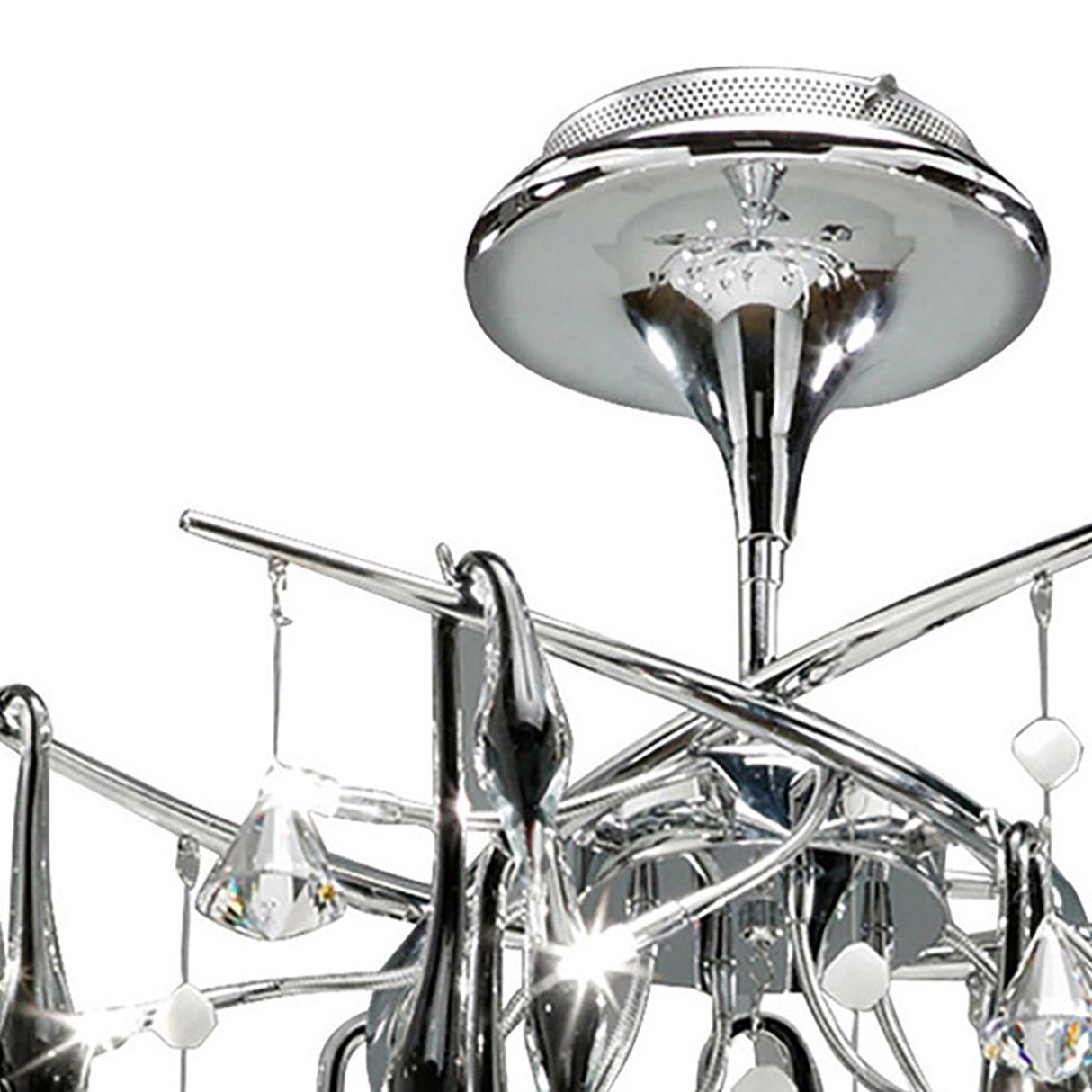 Cygnet 10 Light Crystal & Glass Semi-Flush Ceiling Light – Polished Chrome & Black