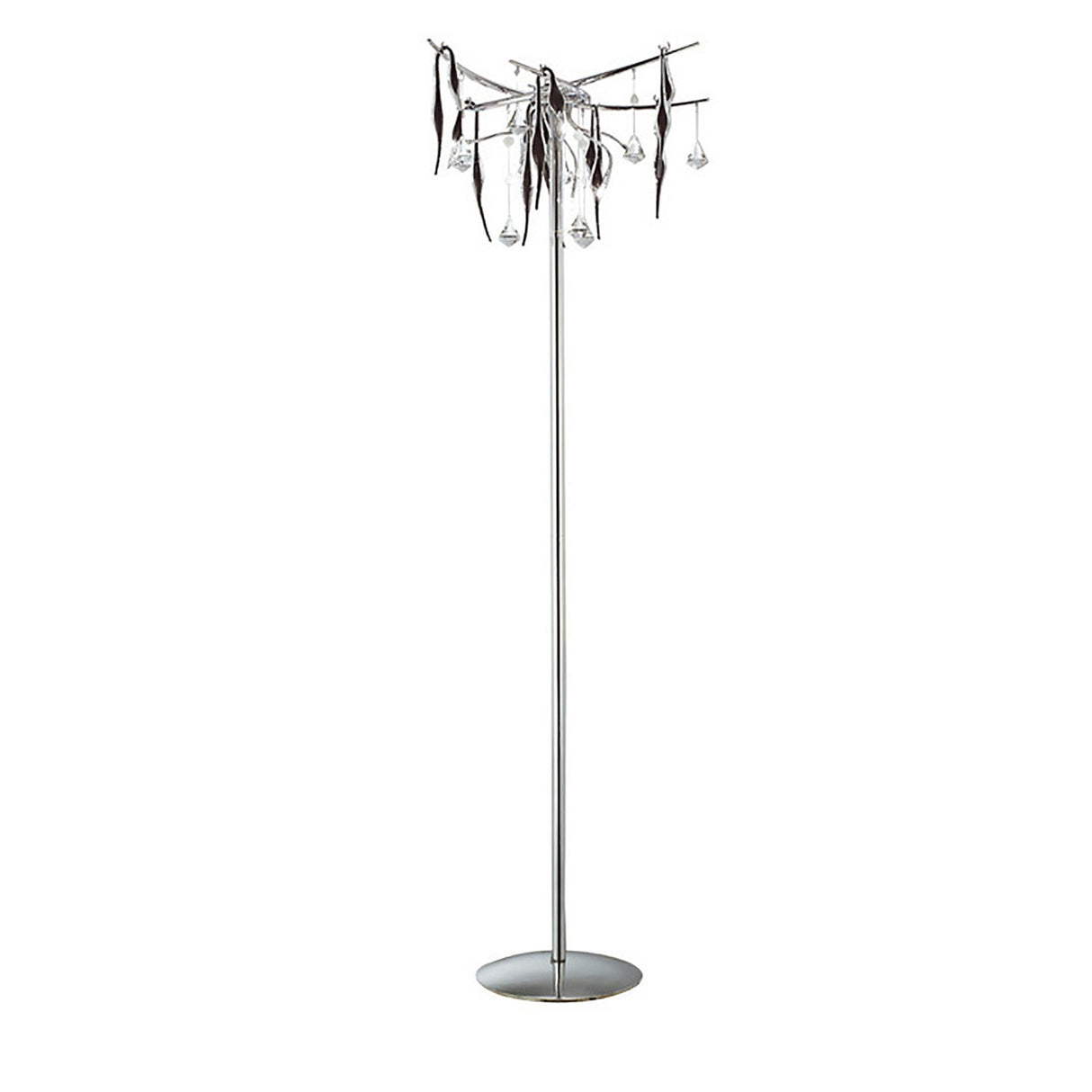 Cygnet 6 Light Glass & Crystal Floor Lamp - Chrome/Black