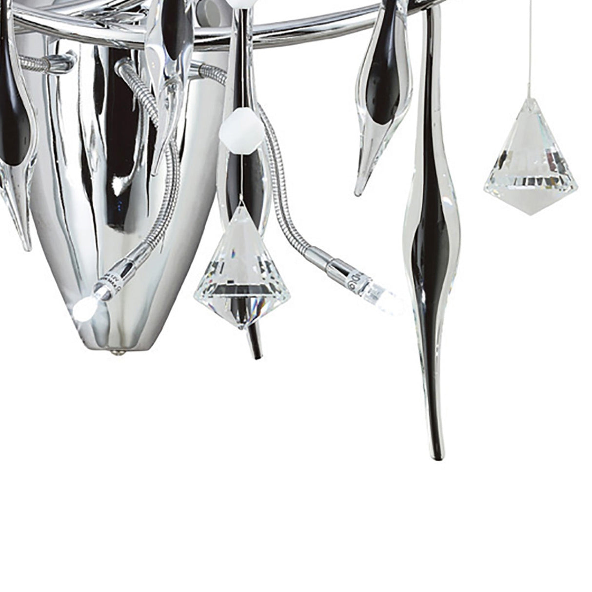 Cygnet 3 Light Black Glass & Crystal Wall Light - Chrome