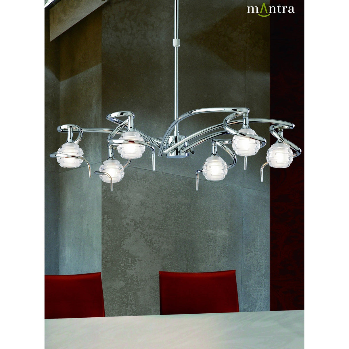 Dali 70cm Telescopic 6 Light Chandelier/Semi-Flush - Polished Chrome