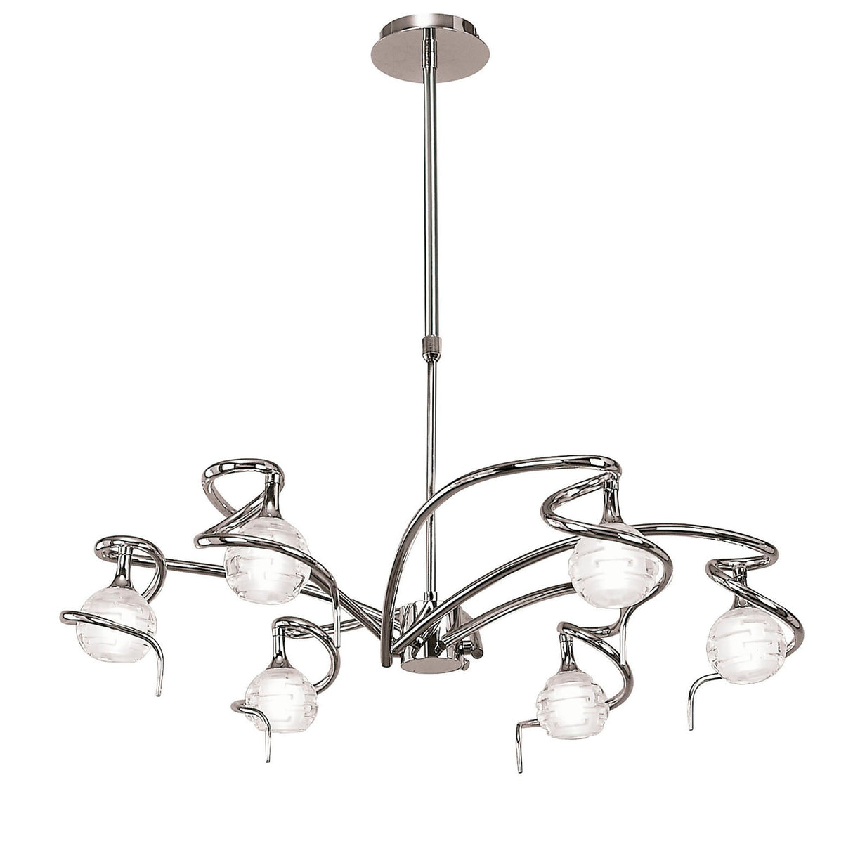 Dali 70cm Telescopic 6 Light Chandelier/Semi-Flush - Polished Chrome