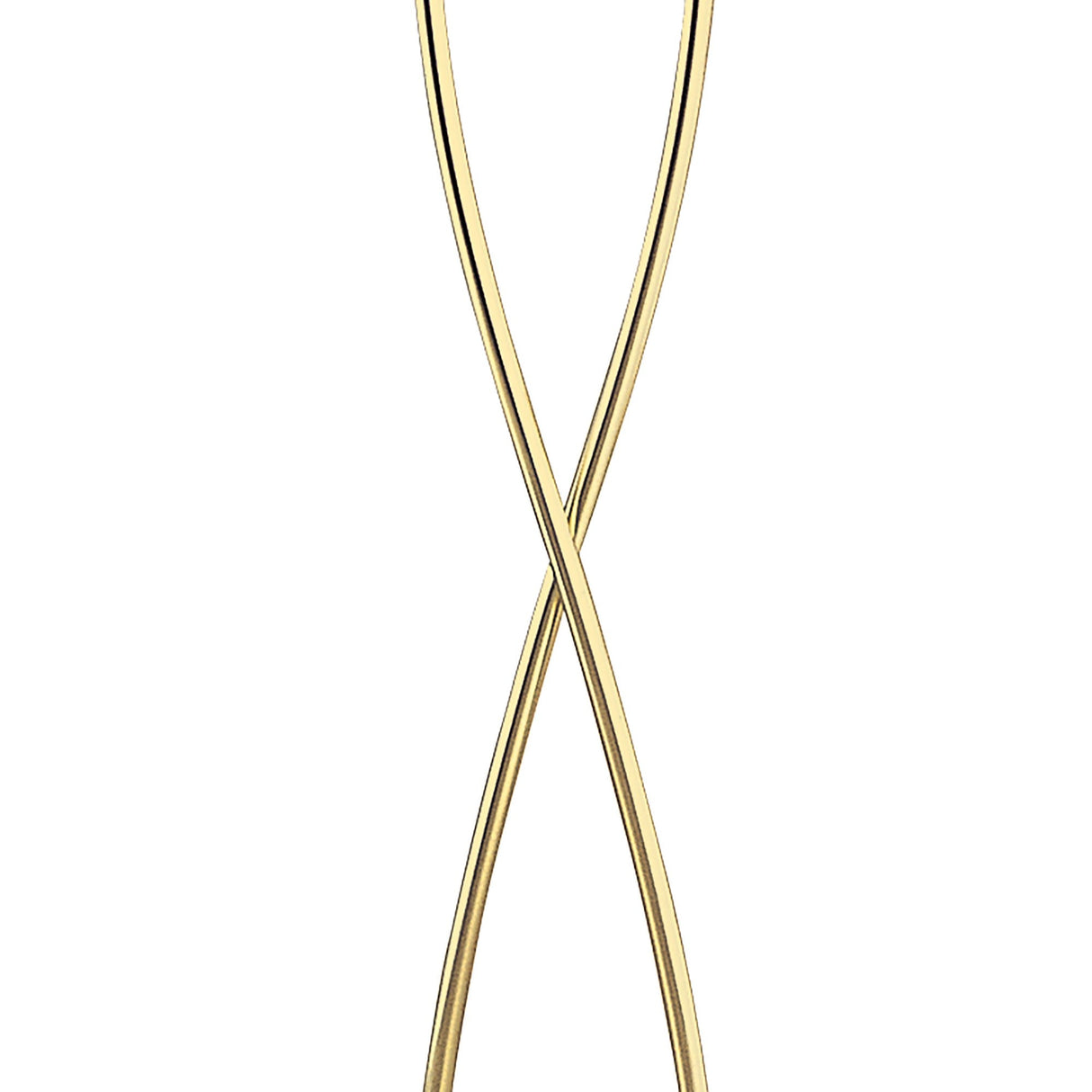 The Dali 2 Light Floor Lamp in polished brass features two slim, gold-tone metal rods crossing in the center against a white background, forming an elegant X shape.