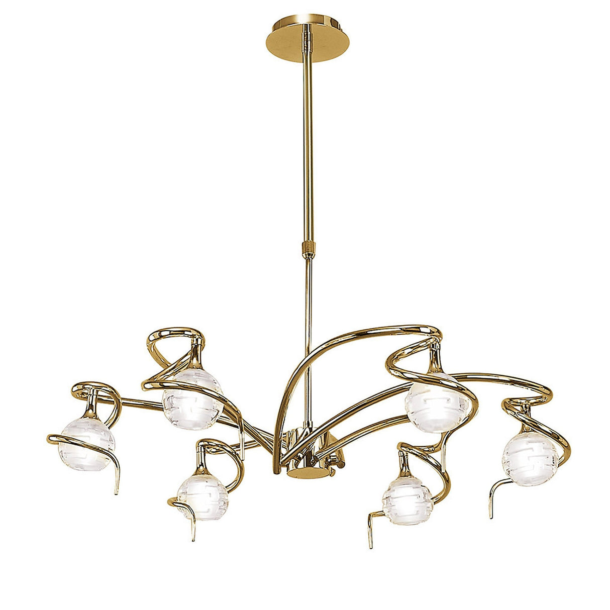 Dali 70cm Telescopic 6 Light Chandelier/Semi-Flush - Polished Brass