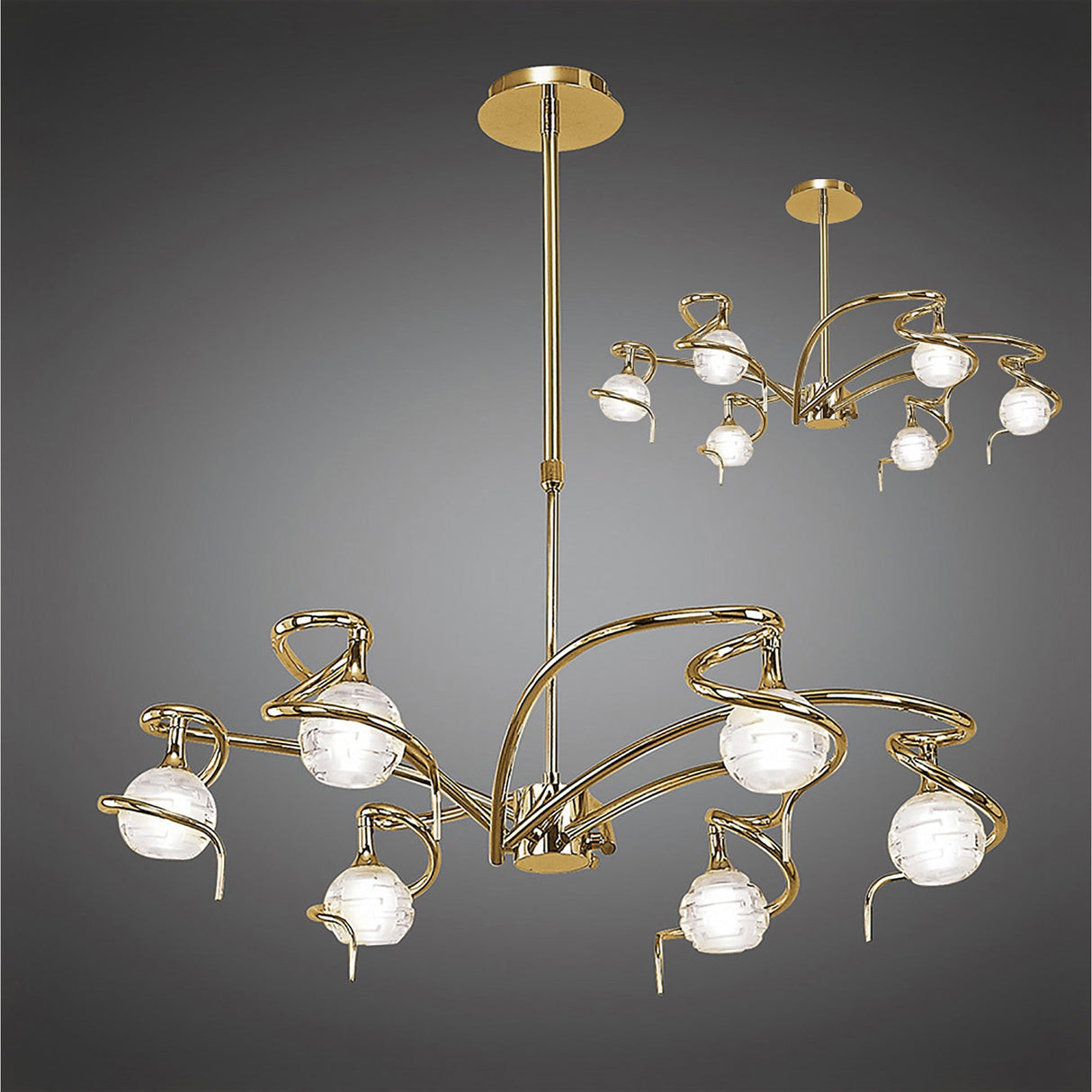 Dali 70cm Telescopic 6 Light Chandelier/Semi-Flush - Polished Brass