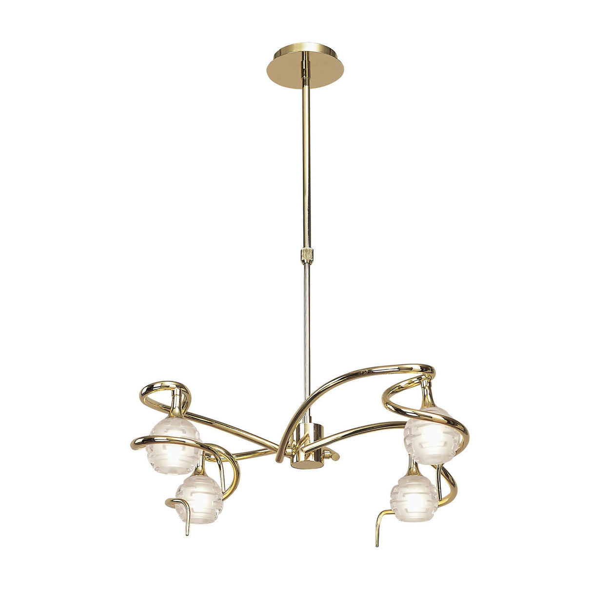Dali 58cm Telescopic 4 Light Chandelier/Semi-Flush - Polished Brass