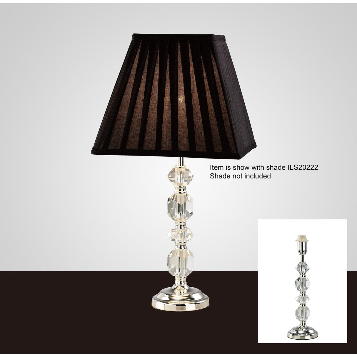 Dana 1 Light Crystal Table Lamp - Silver (Without Shade)