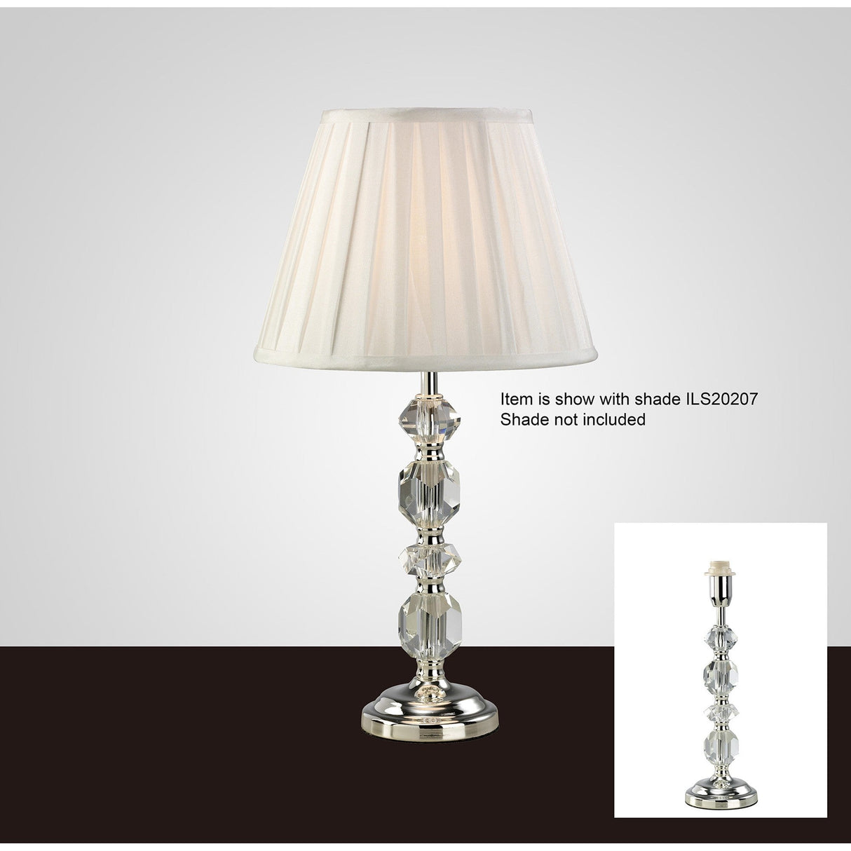 Dana 1 Light Crystal Table Lamp - Silver (Without Shade)