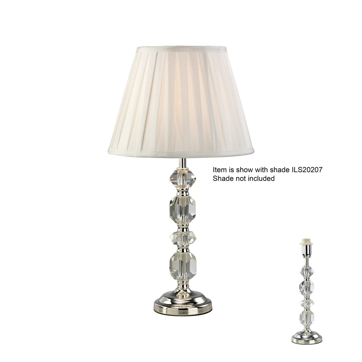 Dana 1 Light Crystal Table Lamp - Silver (Without Shade)
