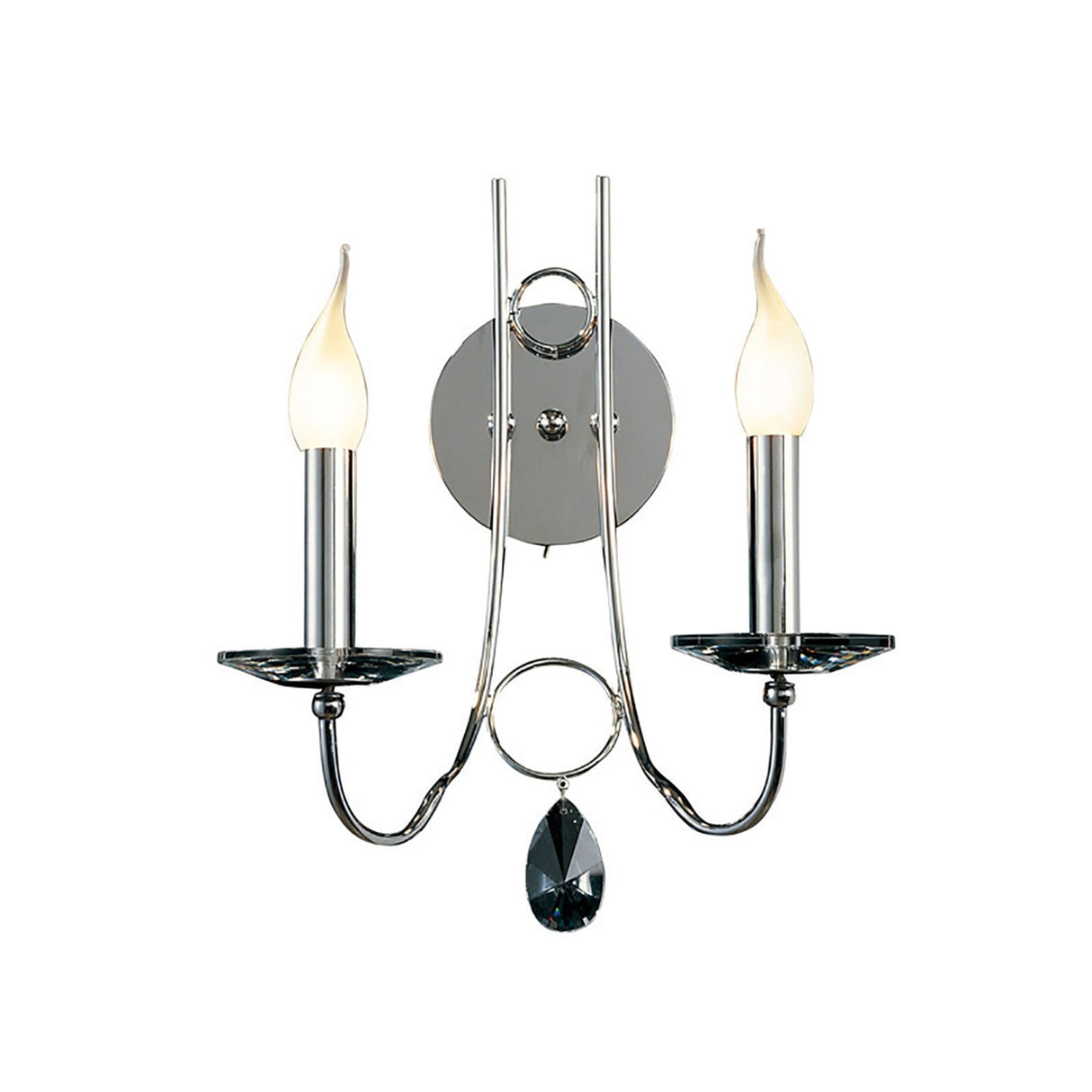 Danya 2 Light Crystal Wall Light - Polished Chrome