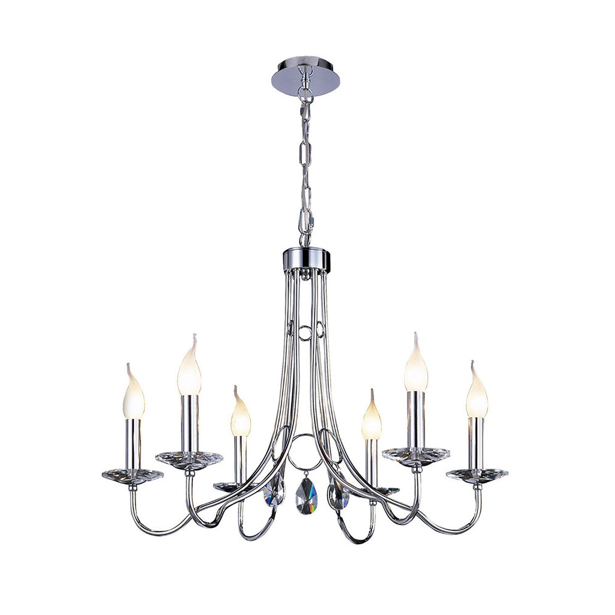 Danya 67cm Round 6 Light Crystal Chandelier - Polished Chrome