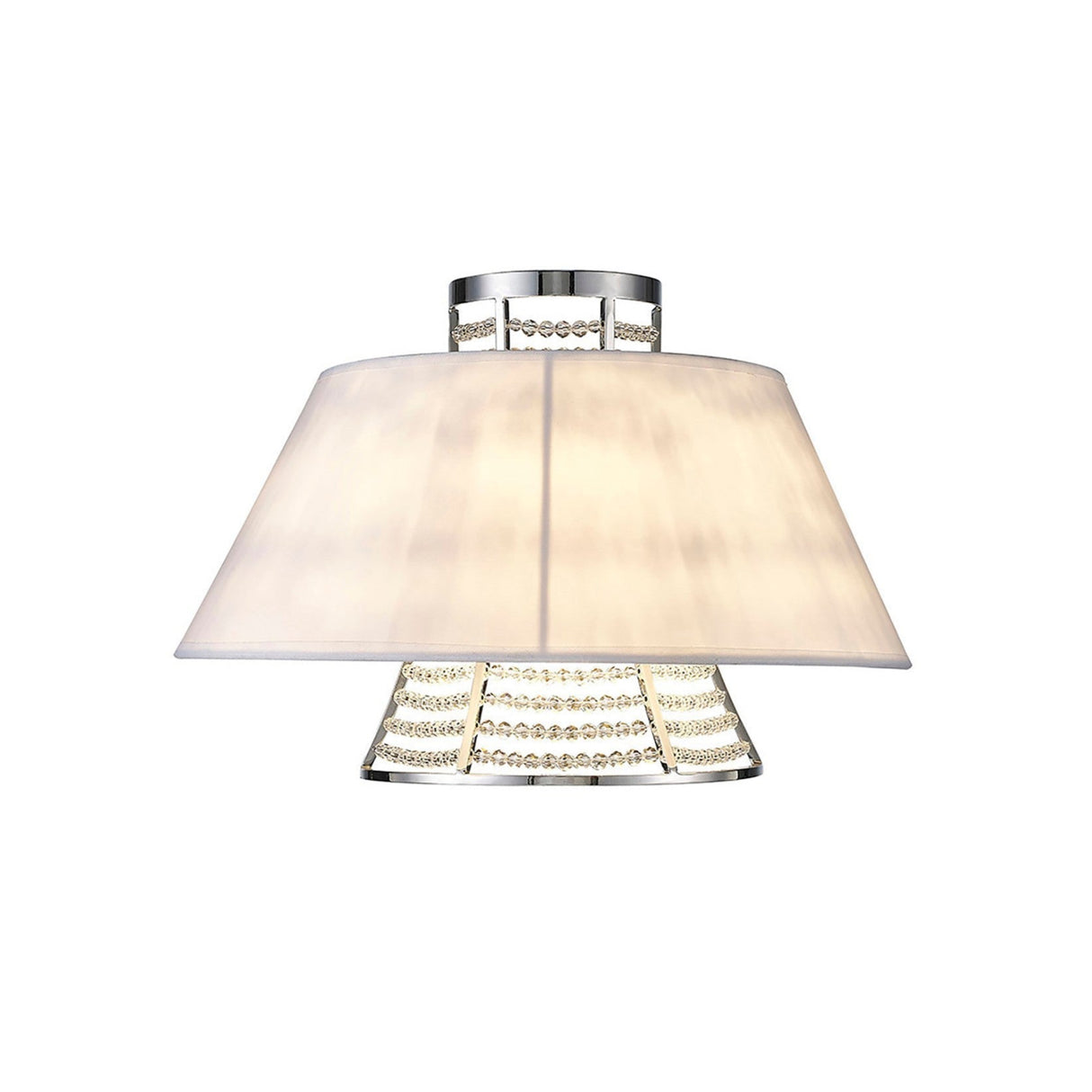 Davina 2 Light Crystal Wall Light - Chrome With White Shade