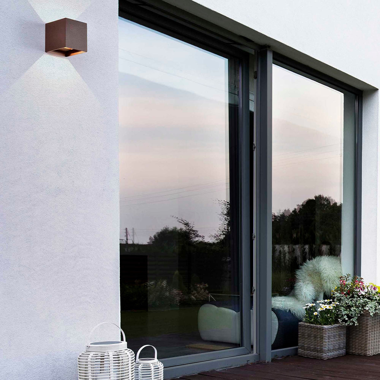 Davos Square Outdoor LED Wall Light 6W 3000K - Brown